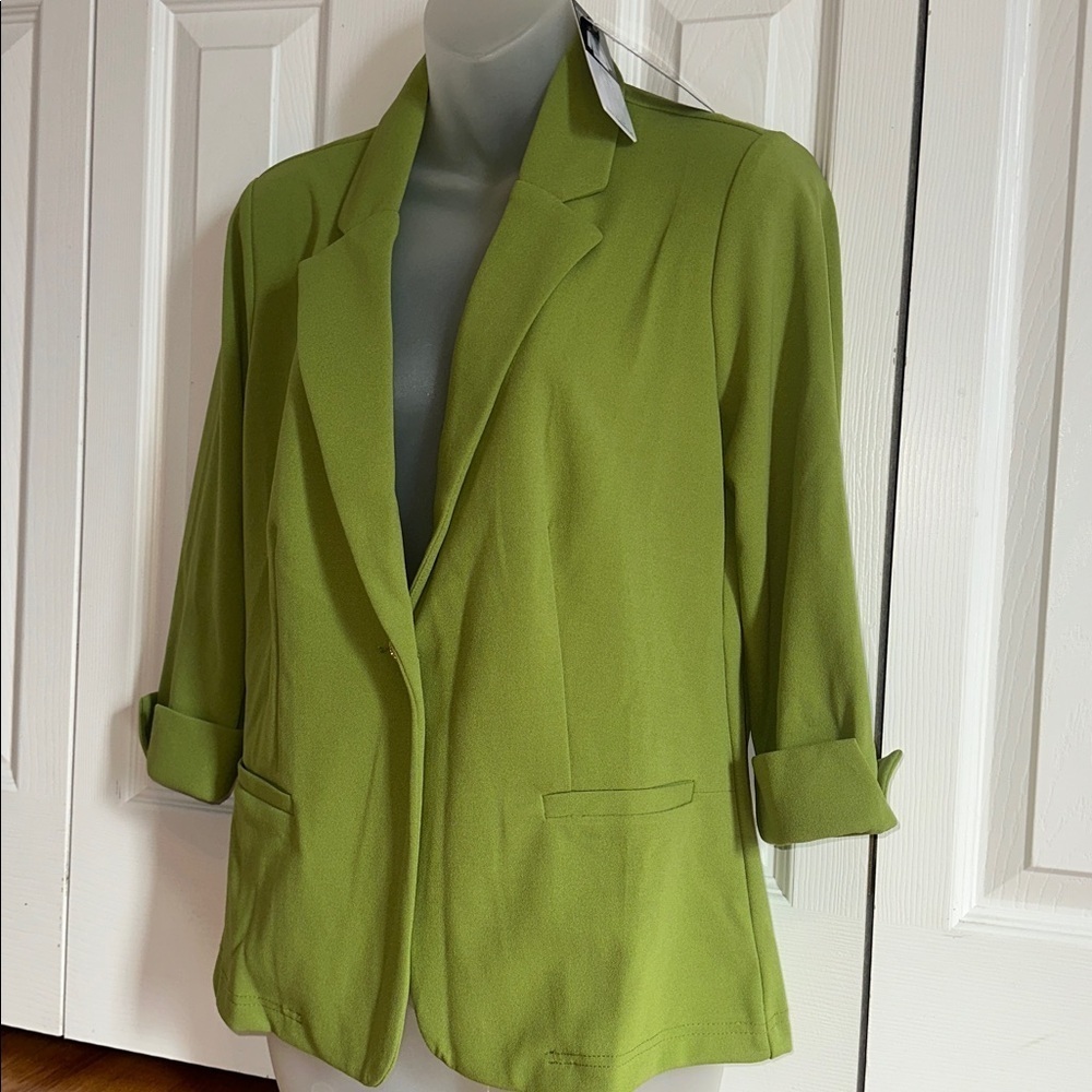 Soho Apparel Women’s Lime Green Chartreuse Blazer Jacket Small S NWT - Picture 3 of 8